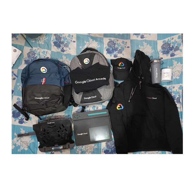 Google Cloud Arcade badges collage - 310 badges earned